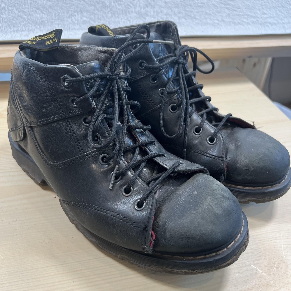 Dr Martens Vintage Ivan Boots‎ Mens Size 10 Black Leather Steel Toe Boots Ankle